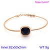 Retro Simple Style Square Titanium Steel Plating Inlay Gem Glass Stone 18k Gold Plated Bracelets