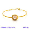 Retro Simple Style Square Titanium Steel Plating Inlay Gem Glass Stone 18k Gold Plated Bracelets