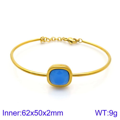 Retro Simple Style Square Titanium Steel Plating Inlay Gem Glass Stone 18k Gold Plated Bracelets