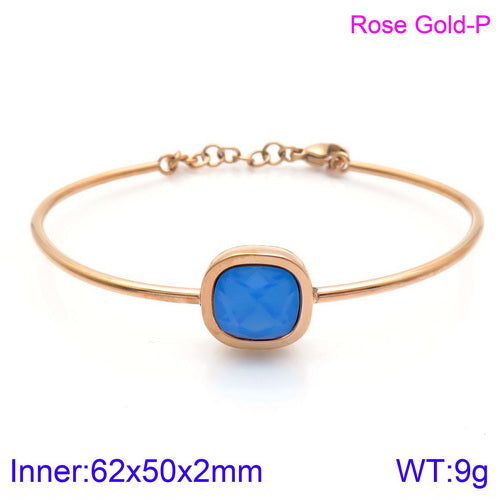 Retro Simple Style Square Titanium Steel Plating Inlay Gem Glass Stone 18k Gold Plated Bracelets