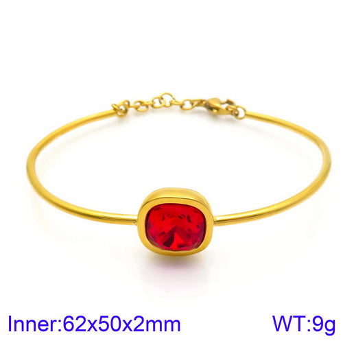 Retro Simple Style Square Titanium Steel Plating Inlay Gem Glass Stone 18k Gold Plated Bracelets