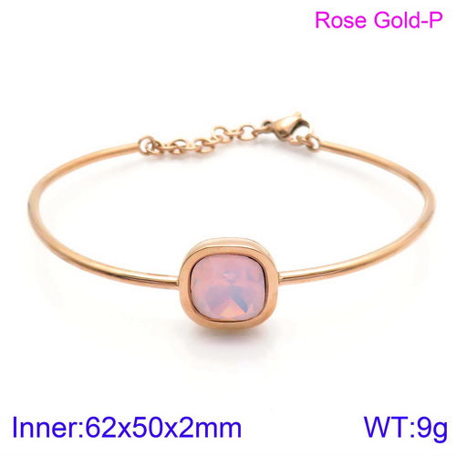 Retro Simple Style Square Titanium Steel Plating Inlay Gem Glass Stone 18k Gold Plated Bracelets