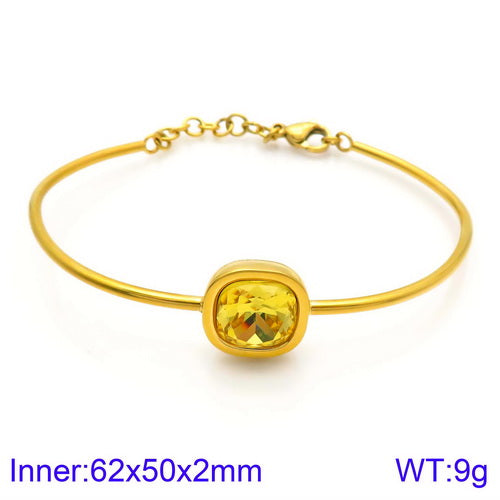 Retro Simple Style Square Titanium Steel Plating Inlay Gem Glass Stone 18k Gold Plated Bracelets