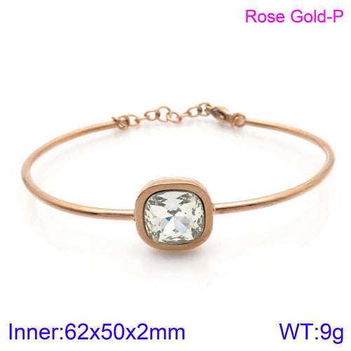 Retro Simple Style Square Titanium Steel Plating Inlay Gem Glass Stone 18k Gold Plated Bracelets