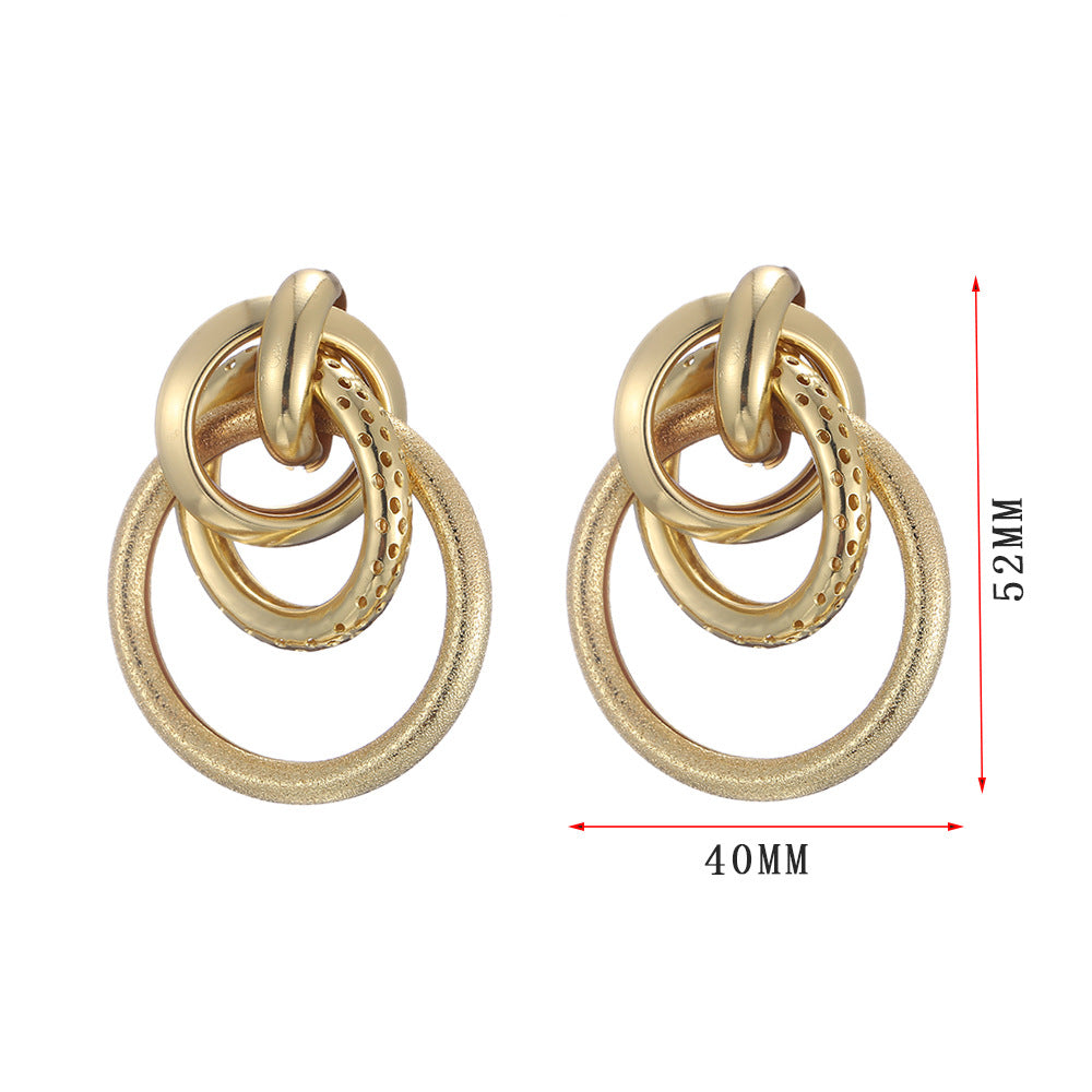 1 Pair Retro Geometric Plating Iron Earrings