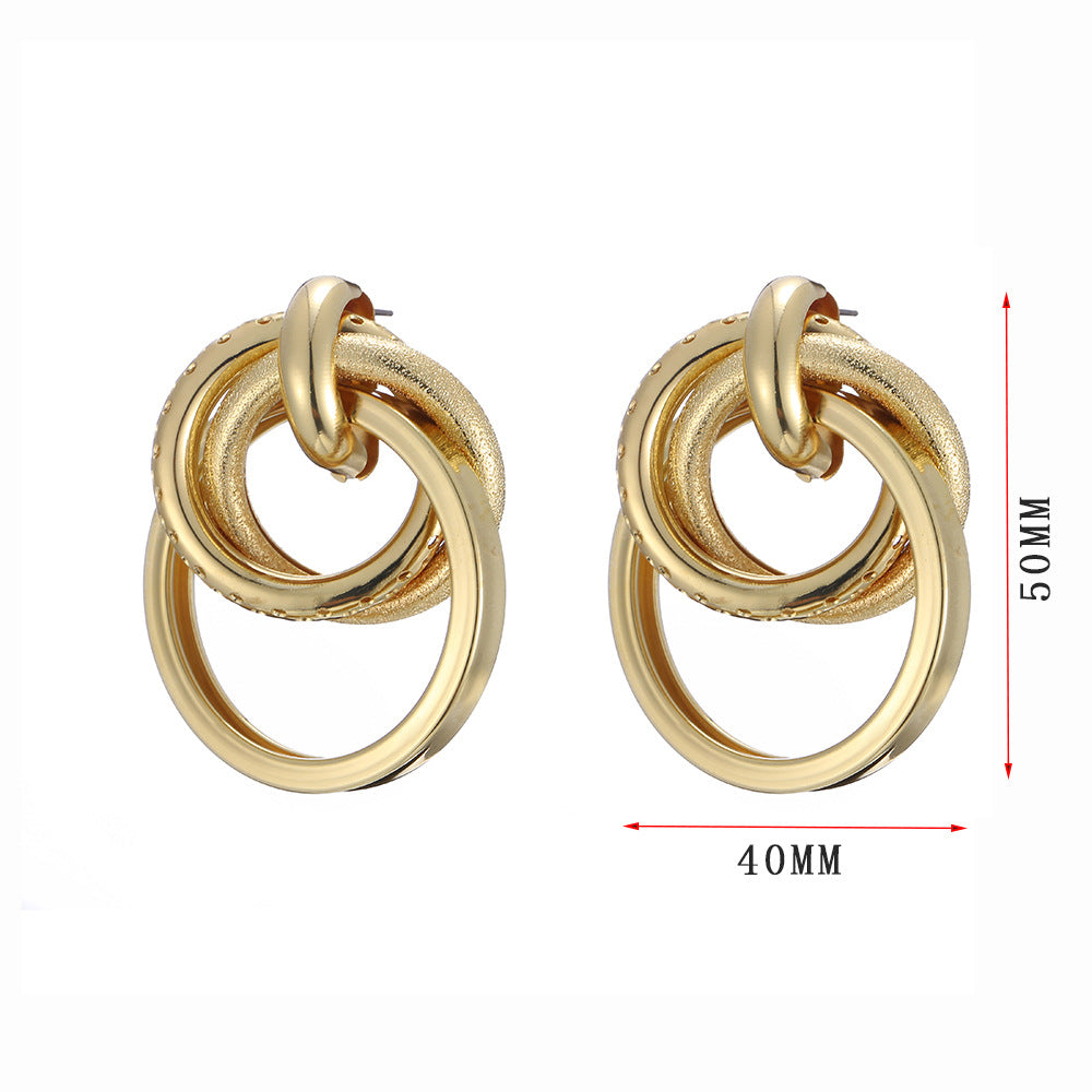 1 Pair Retro Geometric Plating Iron Earrings