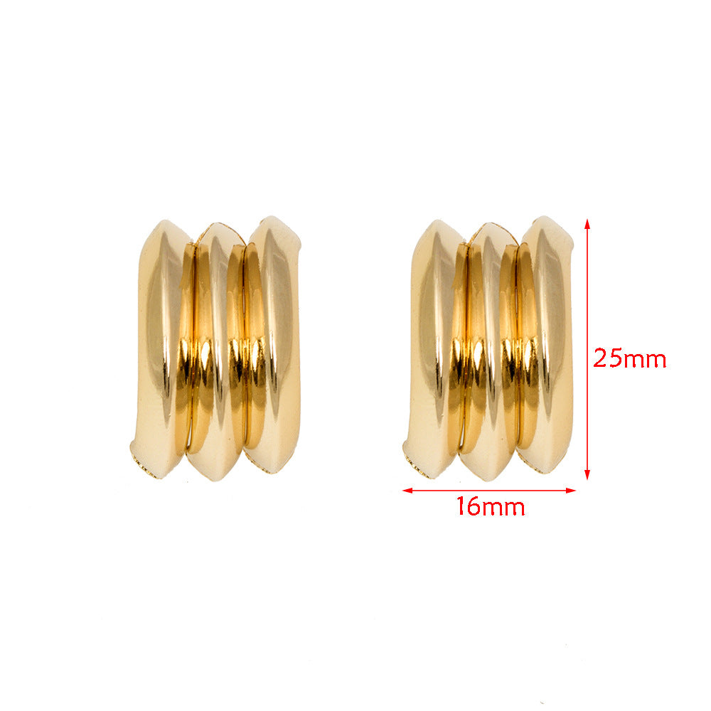 1 Pair Retro Solid Color Plating Metal Ear Studs