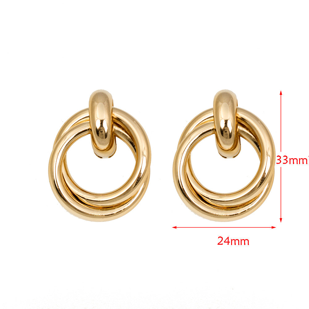 1 Pair Retro Solid Color Plating Metal Ear Studs