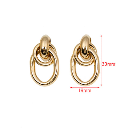 1 Pair Retro Solid Color Plating Metal Ear Studs