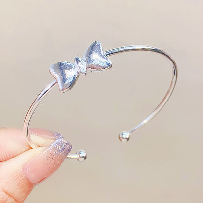 Sweet Simple Style Heart Shape Bow Knot Metal Bowknot Women's Bangle