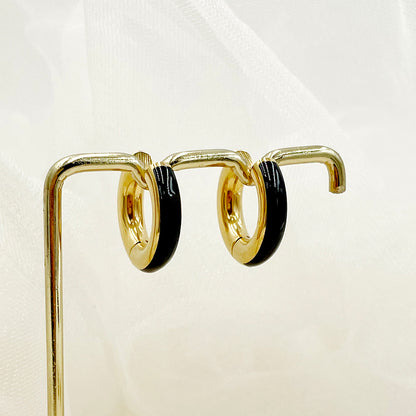 1 Pair Commute C Shape Polishing Enamel Plating Stainless Steel 18k Gold Plated Earrings