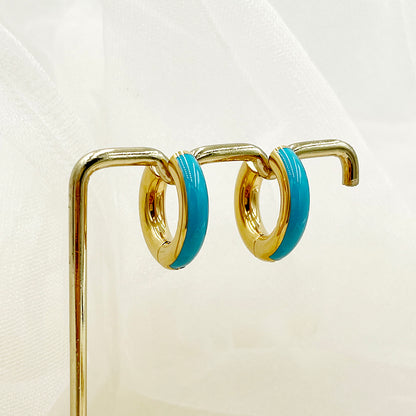 1 Pair Commute C Shape Polishing Enamel Plating Stainless Steel 18k Gold Plated Earrings