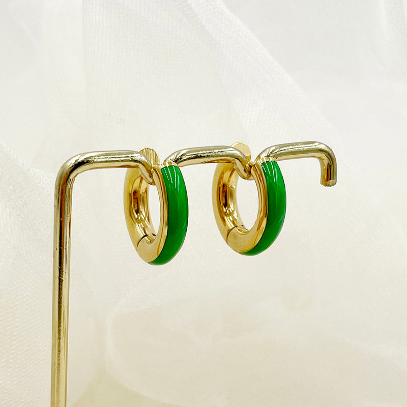 1 Pair Commute C Shape Polishing Enamel Plating Stainless Steel 18k Gold Plated Earrings