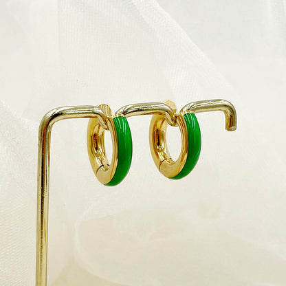 1 Pair Commute C Shape Polishing Enamel Plating Stainless Steel 18k Gold Plated Earrings