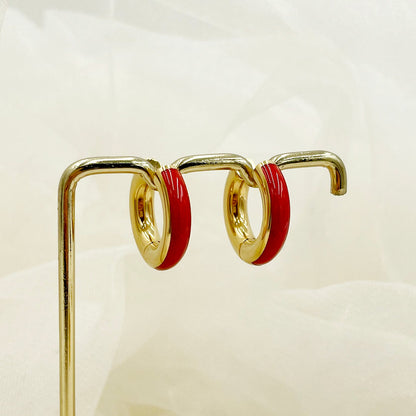 1 Pair Commute C Shape Polishing Enamel Plating Stainless Steel 18k Gold Plated Earrings