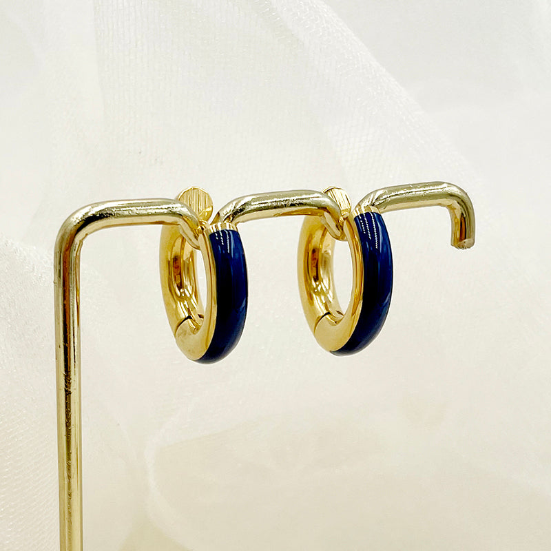 1 Pair Commute C Shape Polishing Enamel Plating Stainless Steel 18k Gold Plated Earrings