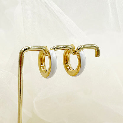 1 Pair Commute C Shape Polishing Enamel Plating Stainless Steel 18k Gold Plated Earrings