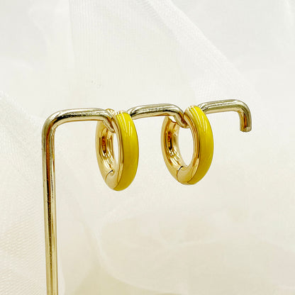 1 Pair Commute C Shape Polishing Enamel Plating Stainless Steel 18k Gold Plated Earrings