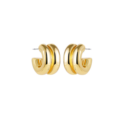 1 Pair Simple Style Solid Color Plating Stainless Steel Gold Plated Ear Studs