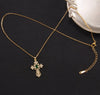 Elegant Lady Cross Copper Plating Inlay Zircon Pendant Necklace