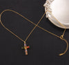 Elegant Lady Cross Copper Plating Inlay Zircon Pendant Necklace