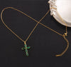 Elegant Lady Cross Copper Plating Inlay Zircon Pendant Necklace