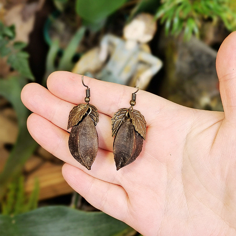 1 Pair Original Design Retro Leaf Alloy Drop Earrings