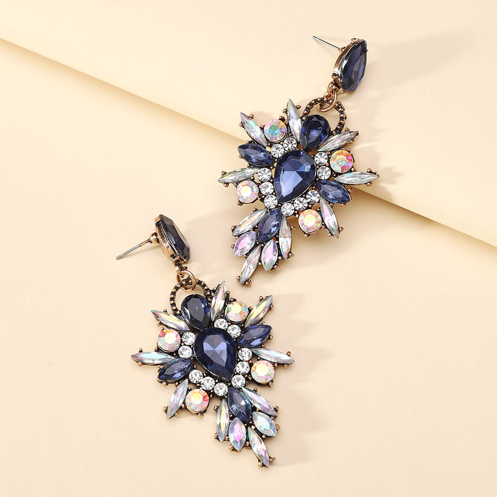 1 Pair Elegant Retro Luxurious Water Droplets Inlay Zinc Alloy Rhinestones Drop Earrings