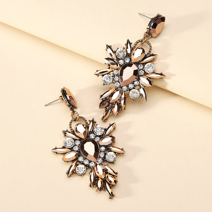 1 Pair Elegant Retro Luxurious Water Droplets Inlay Zinc Alloy Rhinestones Drop Earrings