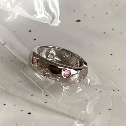 Elegant Heart Shape Butterfly Copper Irregular Inlay Zircon Rings