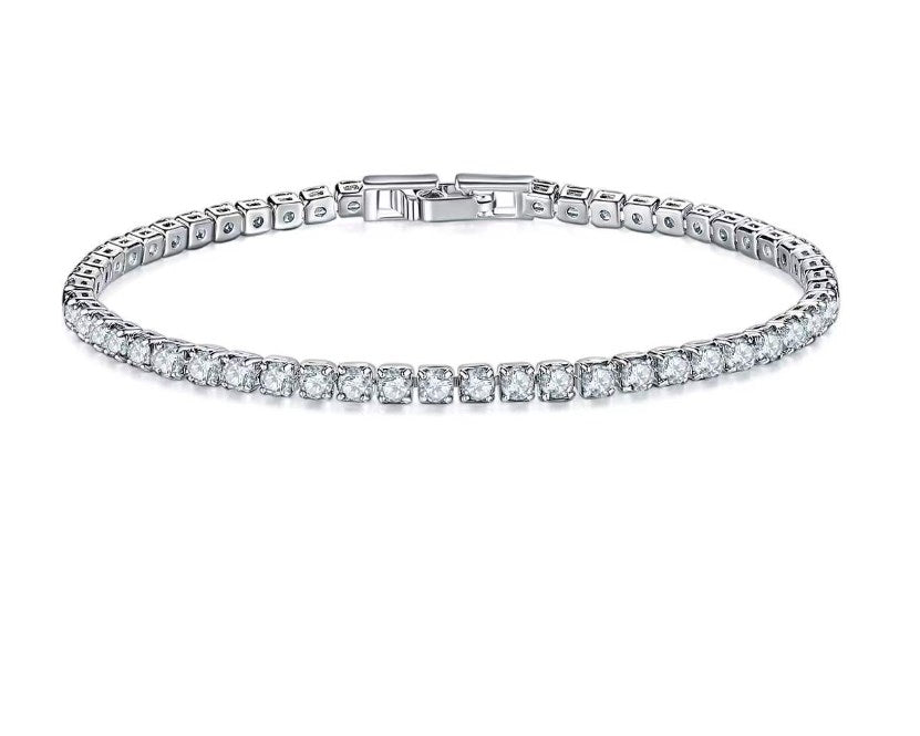 Shiny Round Copper Inlay Zircon Tennis Bracelet