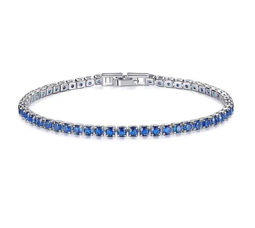 Shiny Round Copper Inlay Zircon Tennis Bracelet