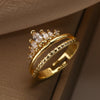 Simple Style Commute Crown Copper Plating Inlay Zircon 18k Gold Plated Open Rings