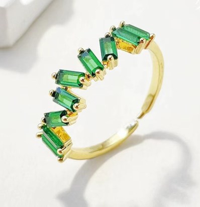 Modern Style Geometric Copper Plating Inlay Zircon 18k Gold Plated Open Rings