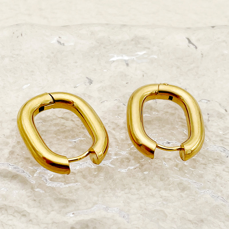 1 Pair Simple Style Commute U Shape Polishing Plating Stainless Steel Gold Plated Earrings