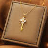 Elegant Animal Maple Leaf Heart Shape Titanium Steel Plating Inlay Zircon Pendant Necklace