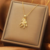 Elegant Animal Maple Leaf Heart Shape Titanium Steel Plating Inlay Zircon Pendant Necklace