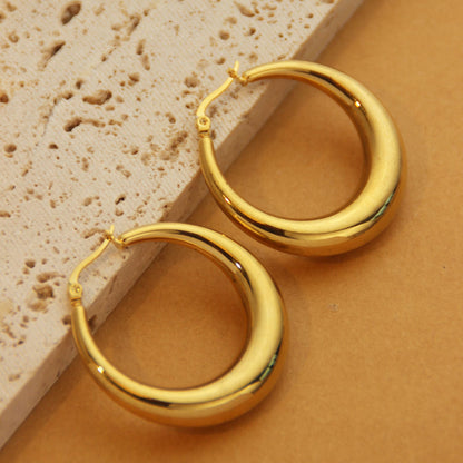 1 Pair Retro Simple Style C Shape U Shape Solid Color Plating Titanium Steel 18k Gold Plated Earrings