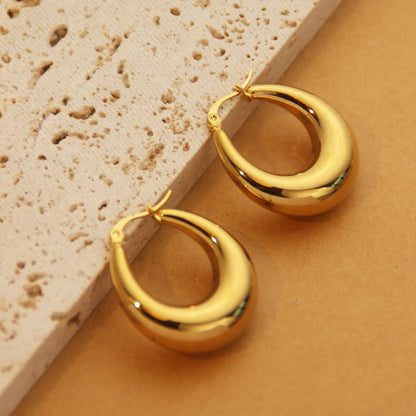 1 Pair Retro Simple Style C Shape U Shape Solid Color Plating Titanium Steel 18k Gold Plated Earrings