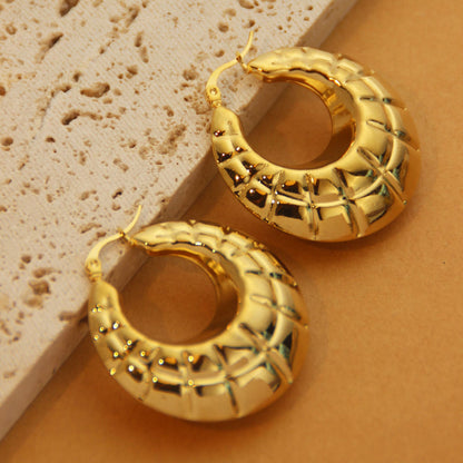 1 Pair Retro Simple Style C Shape U Shape Solid Color Plating Titanium Steel 18k Gold Plated Earrings