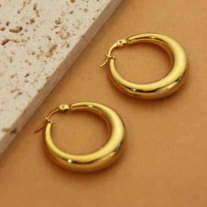 1 Pair Retro Simple Style C Shape U Shape Solid Color Plating Titanium Steel 18k Gold Plated Earrings