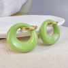1 Pair Sweet Round Stainless Steel Resin Earrings