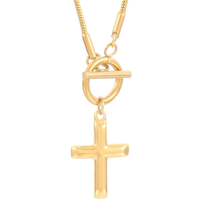 Elegant Cross Stainless Steel Plating Gold Plated Necklace