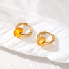 1 Pair Vintage Style Simple Style Round Patchwork Alloy Resin Earrings