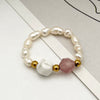 Elegant Simple Style Round Natural Stone Freshwater Pearl Beaded Plating Gold Plated Women's Rings