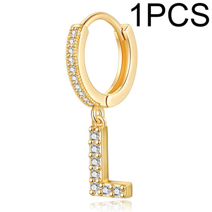 1 Piece Lady Letter Inlay Stainless Steel Zircon Earrings