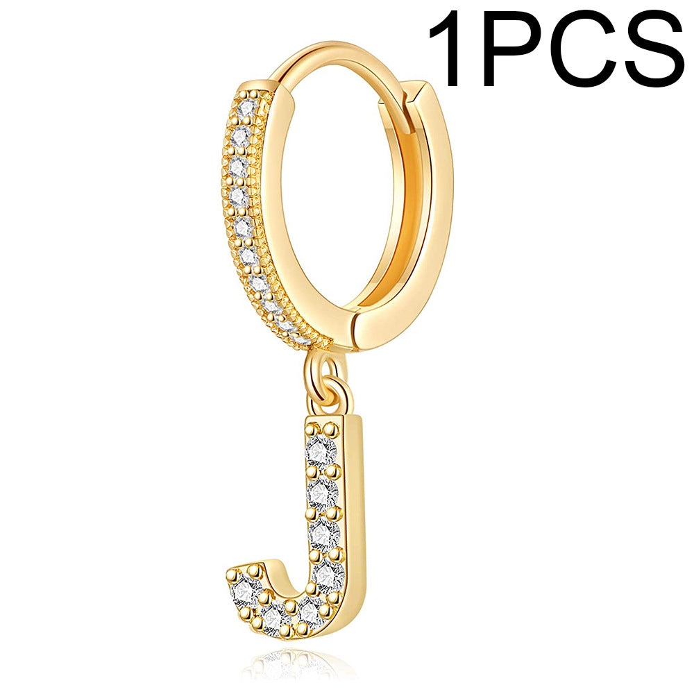 1 Piece Lady Letter Inlay Stainless Steel Zircon Earrings