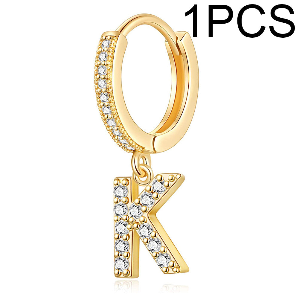 1 Piece Lady Letter Inlay Stainless Steel Zircon Earrings