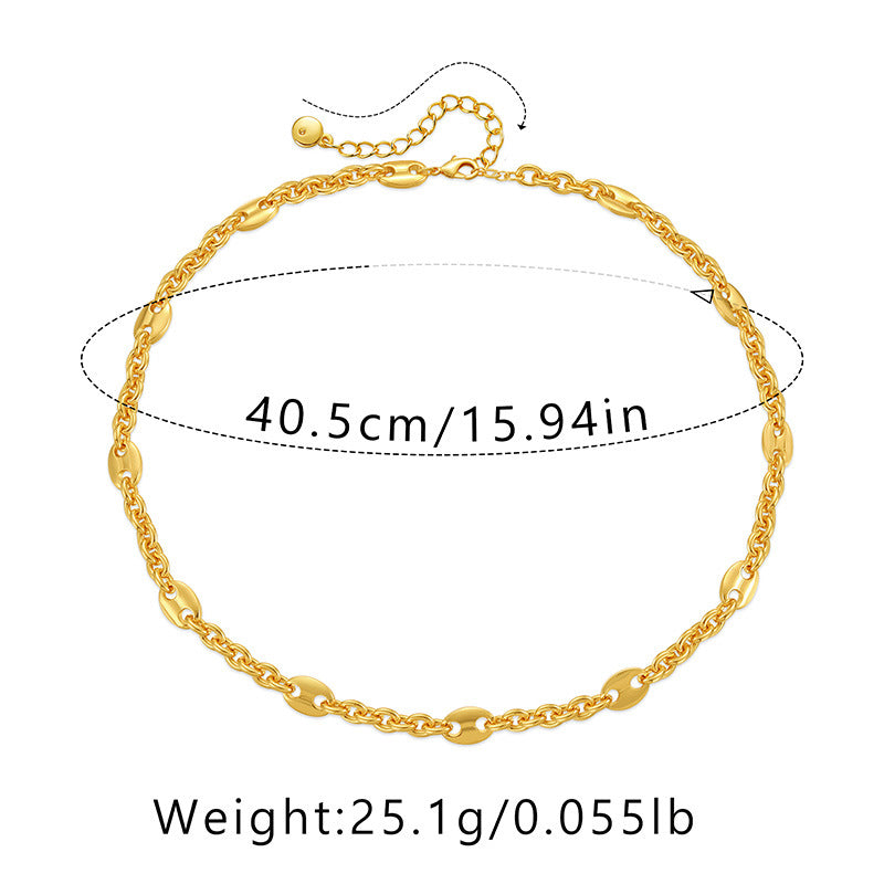 Ig Style Simple Style Solid Color Copper Plating Chain 18k Gold Plated Necklace