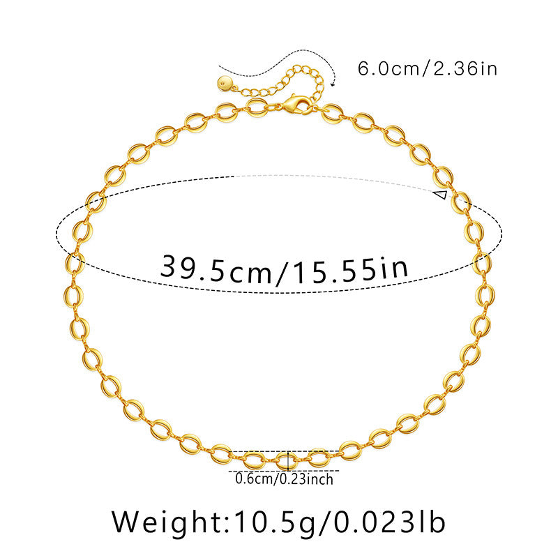 Ig Style Simple Style Solid Color Copper Plating Chain 18k Gold Plated Necklace